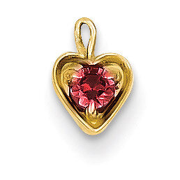 July Synthetic Birthstone Heart Charm 14k Gold M352
