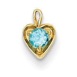 December Synthetic Birthstone Heart Charm 14k Gold M354