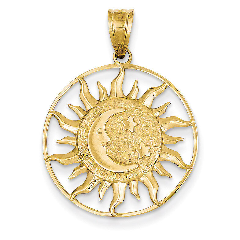 Sun with Moon & Star Charm 14k Gold Polished M475
