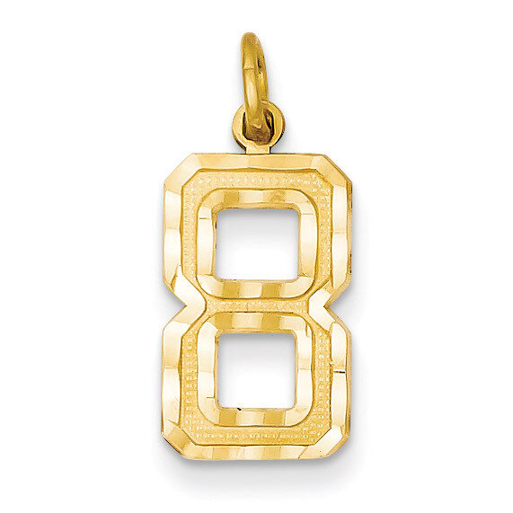 Casted Medium Diamond Cut Number 8 Charm 14k Gold MN08