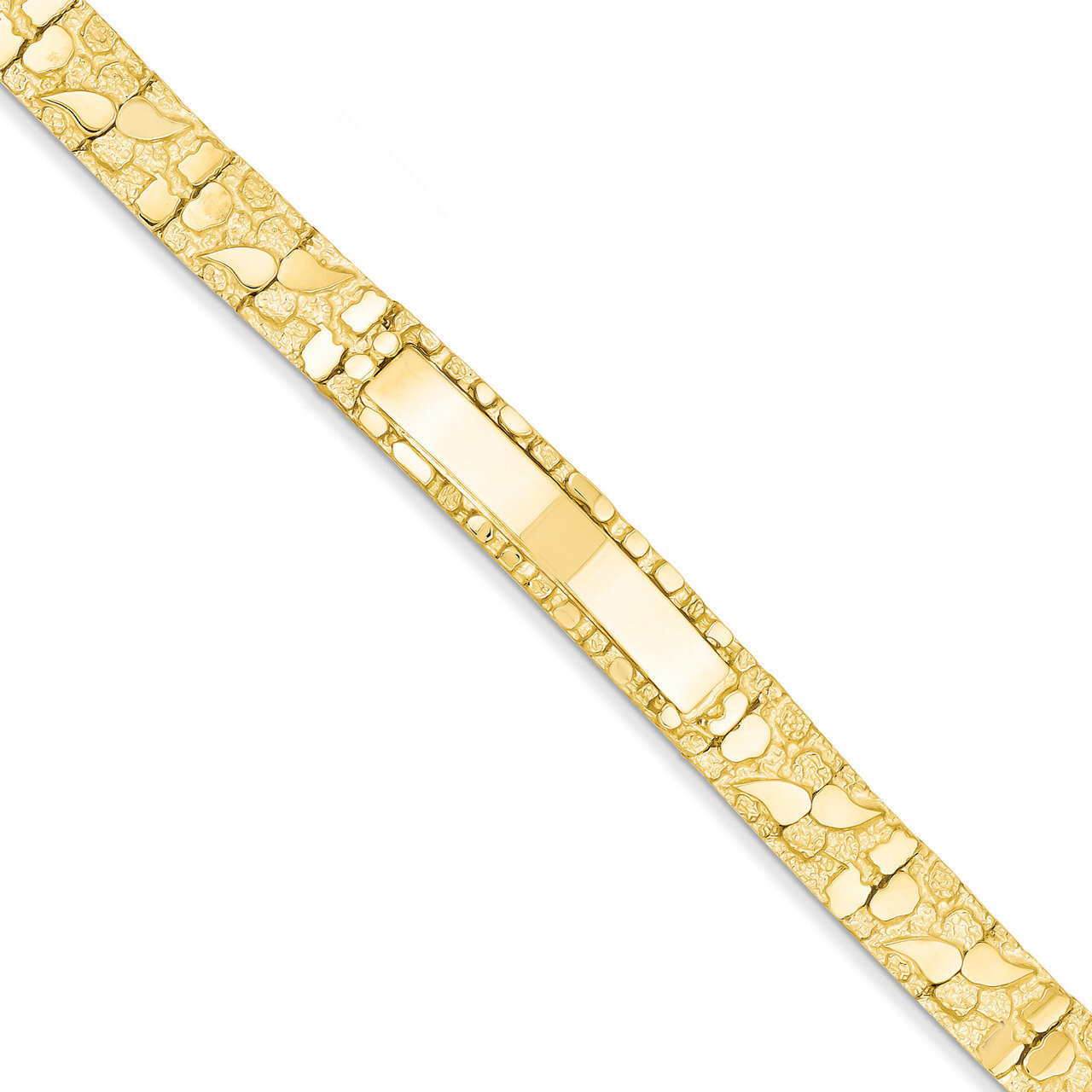 10.0mm Nugget ID Bracelet 7 Inch 14k Gold NUGID10-7