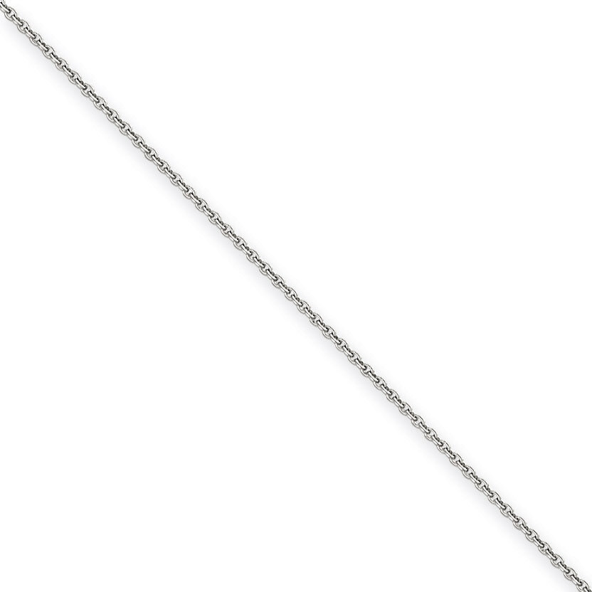 1.5mm Solid Polished Cable Chain Anklet 10 Inch 14k White Gold PEN137-10