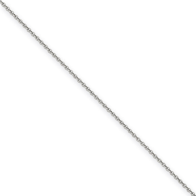 1.5mm Solid Polished Cable Chain Anklet 9 Inch 14k White Gold PEN137-9