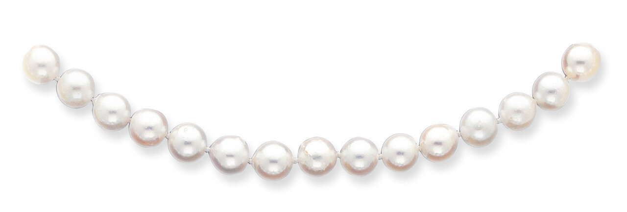 7-8mm Round White Saltwater Akoya Cultured Pearl Necklace 18 Inch 14k Gold PL70A-18