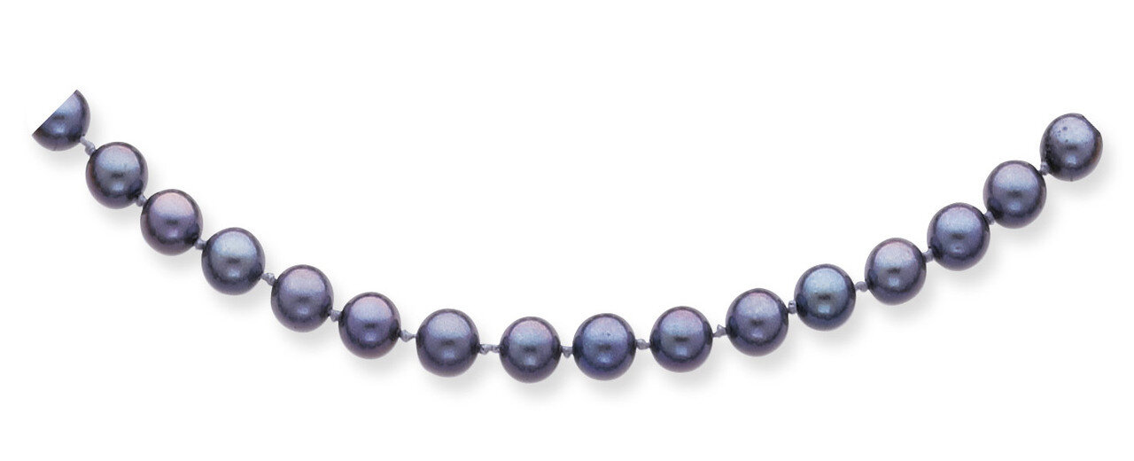 6-7mm Round Black Saltwater Akoya Cultured Pearl Necklace 16 Inch 14k Gold PLB60-16