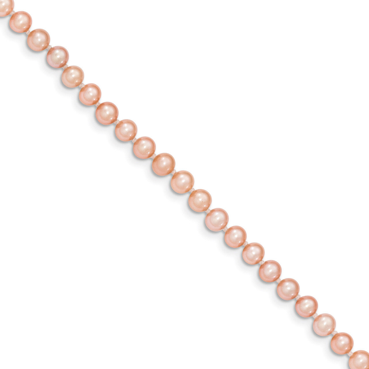 4-5mm Pink Cultured Near Round Pearl Necklace 16 Inch 14k Gold PPN040-16