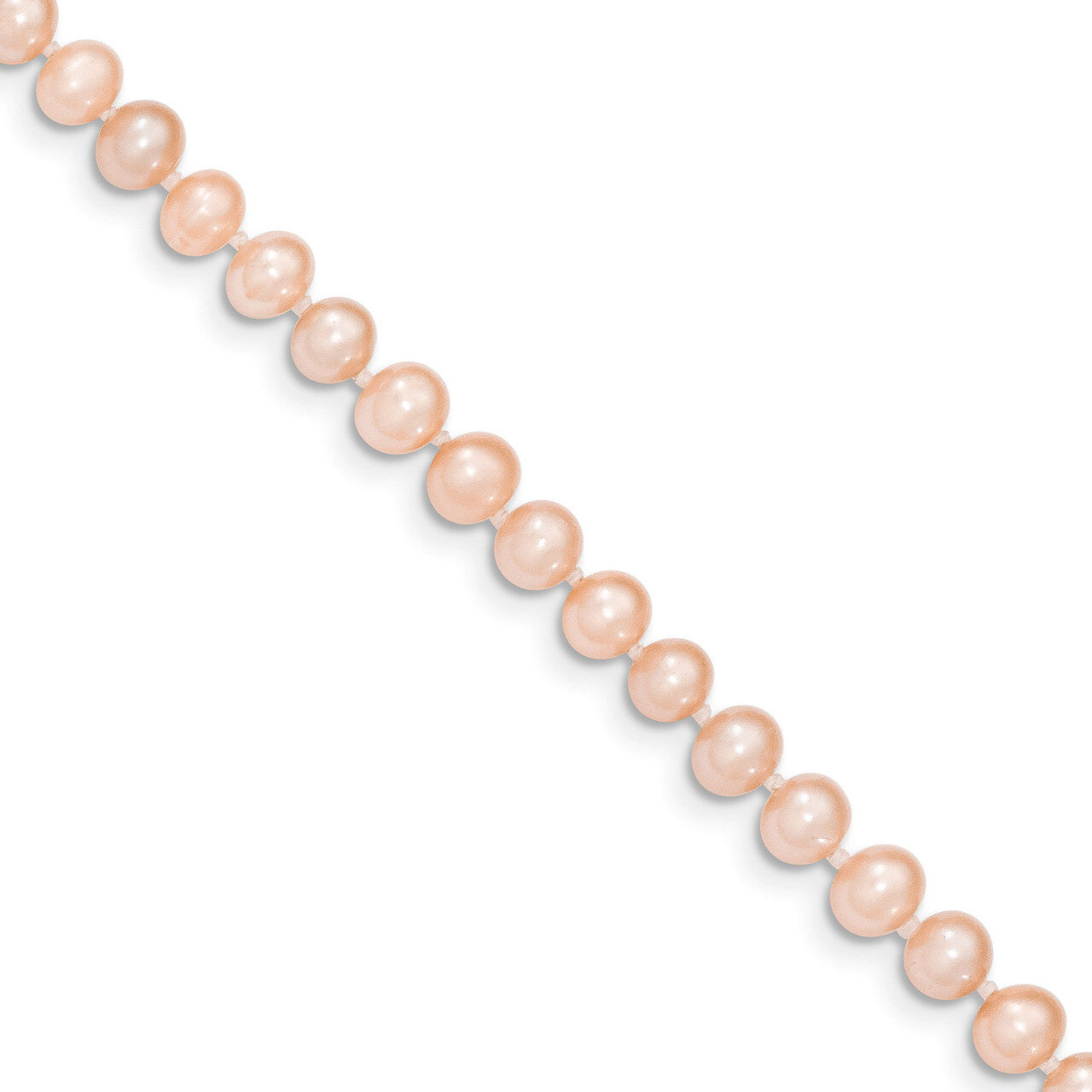 5-6mm Pink Cultured Near Round Pearl Necklace 16 Inch 14k Gold PPN050-16