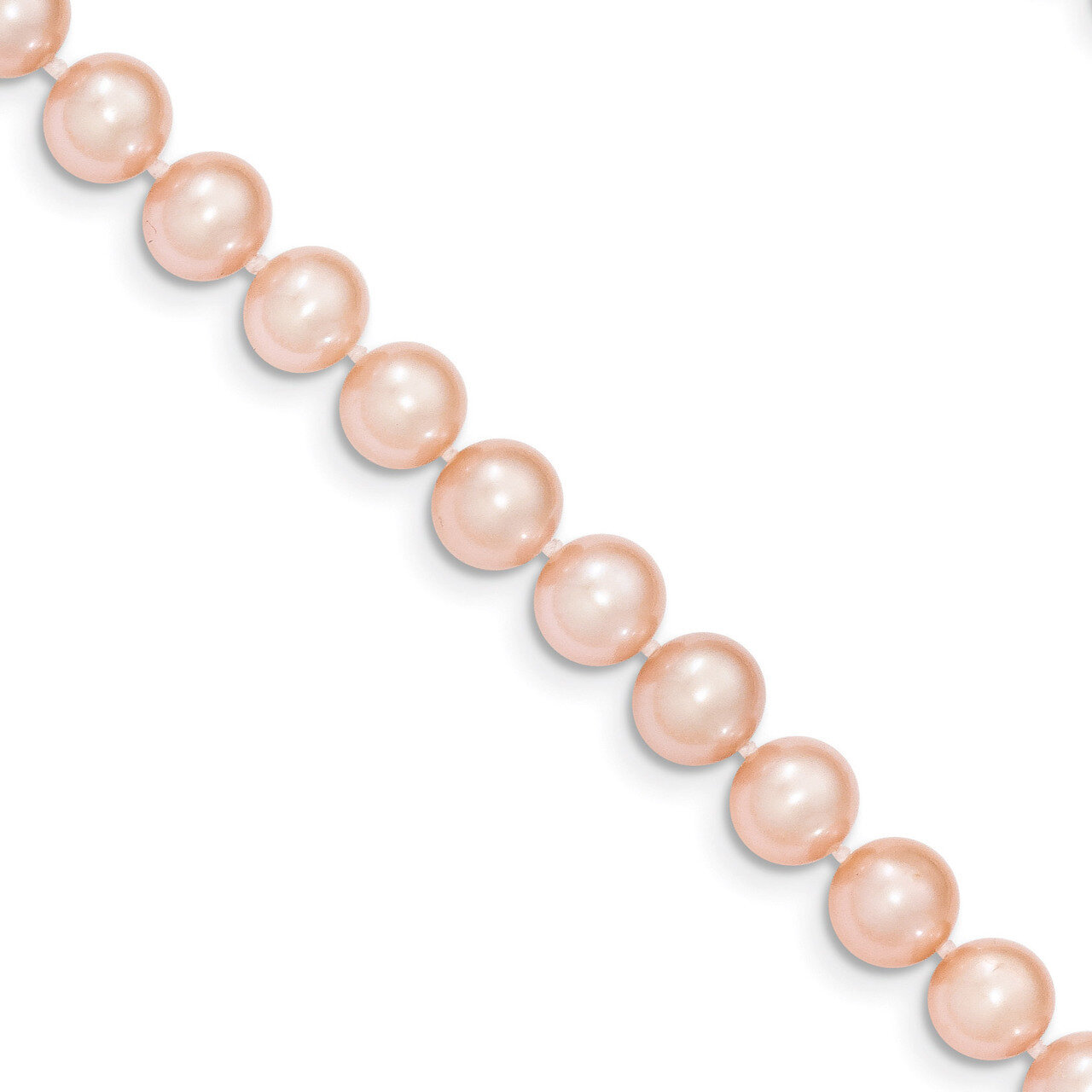 6-7mm Pink Cultured Near Round Pearl Necklace 16 Inch 14k Gold PPN060-16