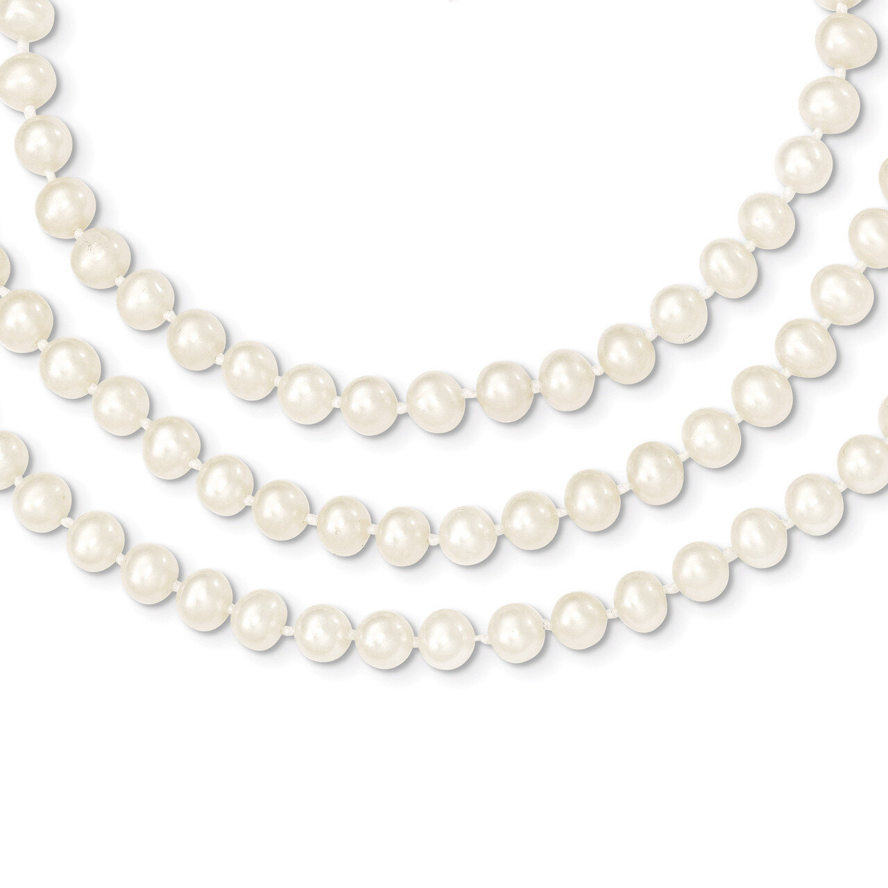 6-6.5mm 3 Strand Cultured Pearl Necklace 18 Inch 14k Gold PR10-18