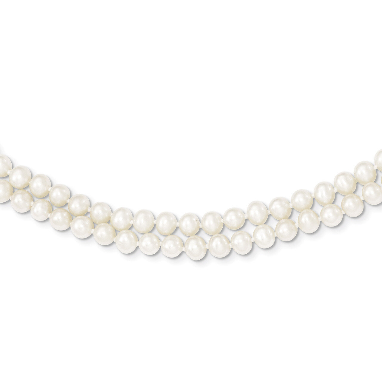 5-5.5mm 2 Strand Cultured Pearl Necklace 18 Inch 14k Gold PR17-18