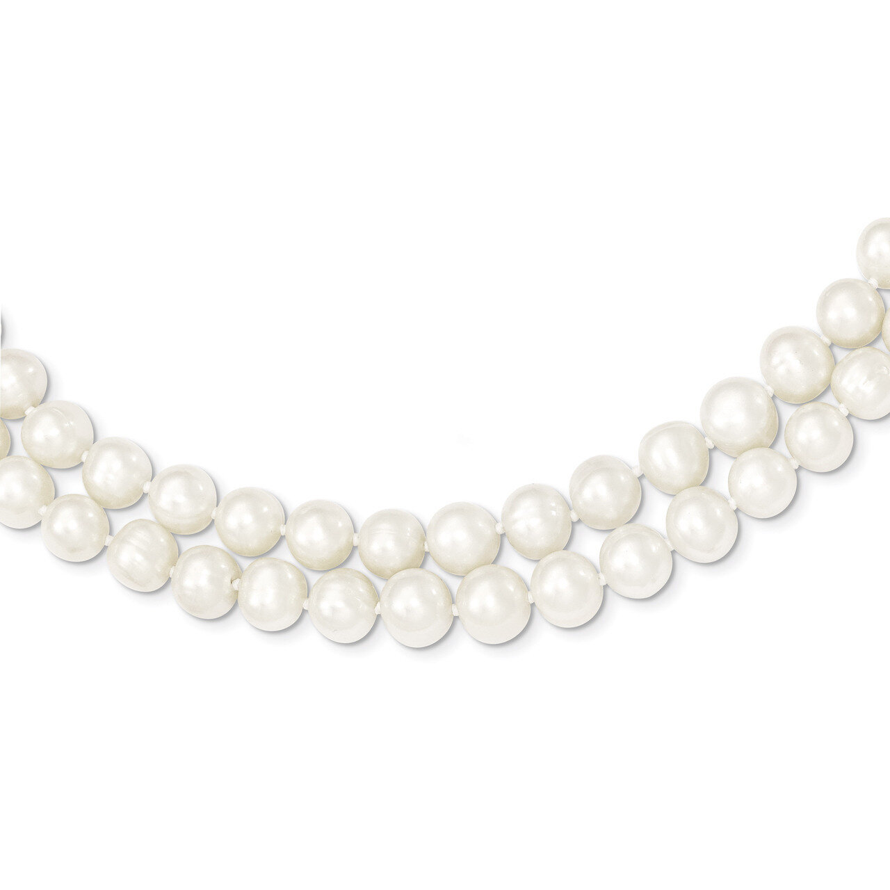 7.5-9mm 2 Strand Cultured Pearl Necklace 18 Inch 14k Gold PR18-18