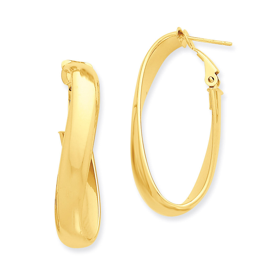 Twisted Oval Hoop Earrings 14k Gold PRE691