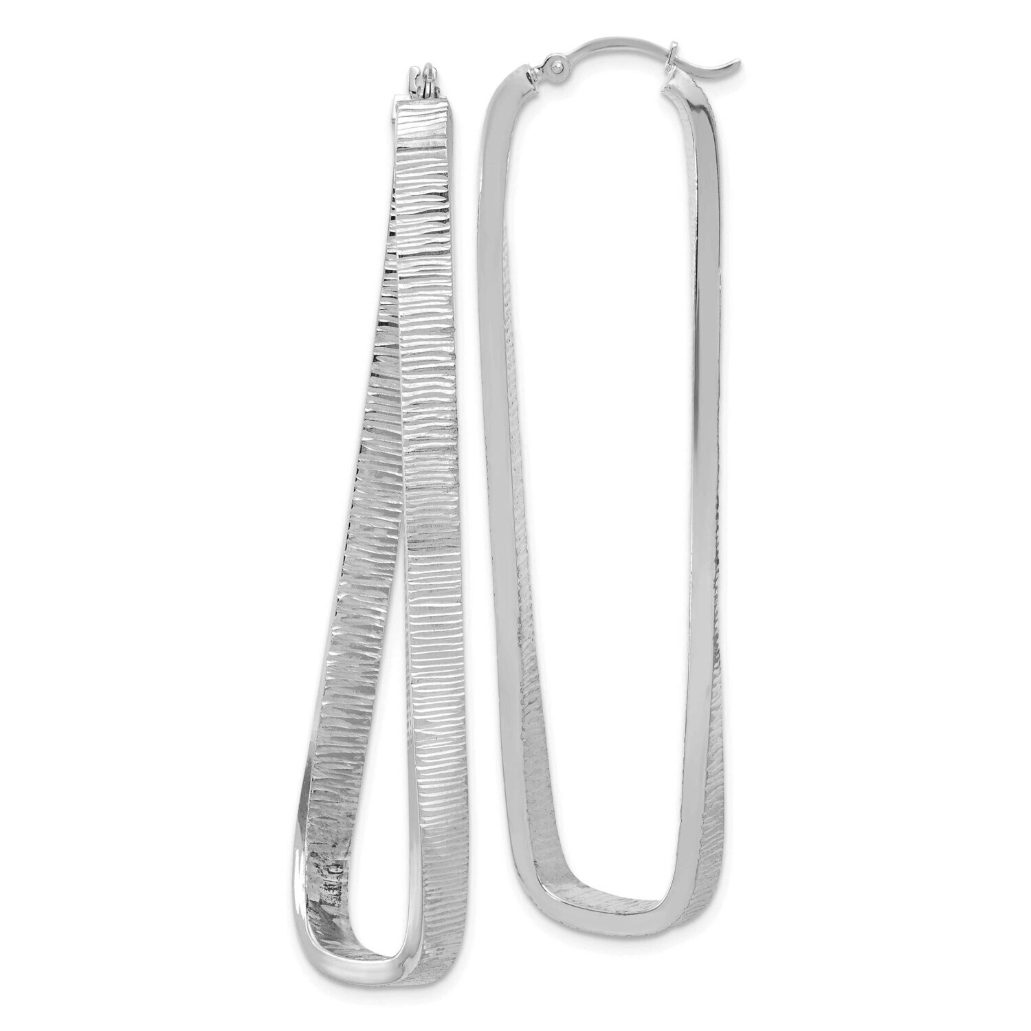 Textured Twisted Oval Hoop Earrings 14k White Gold PRE711W