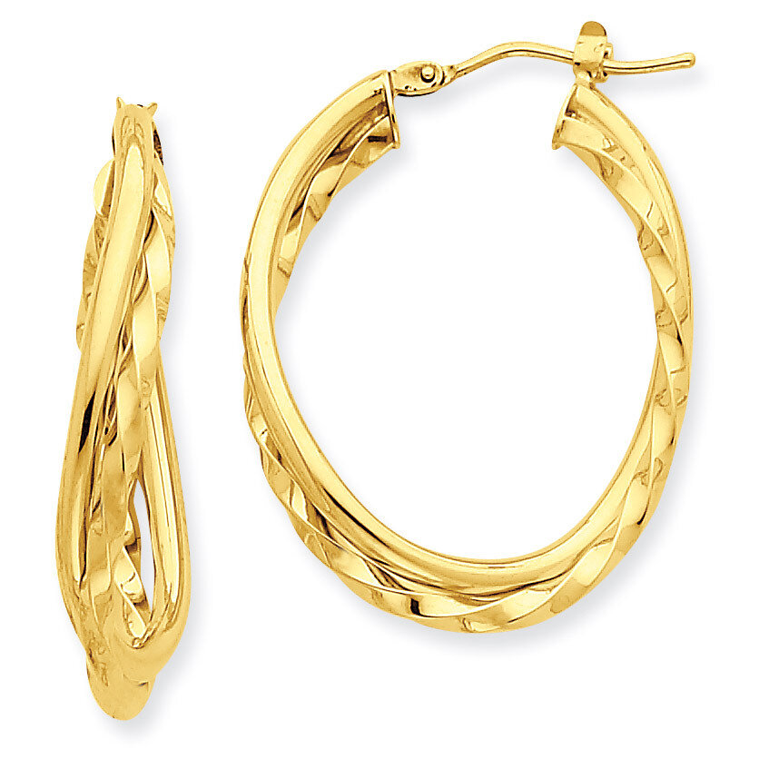 Textured and Polished Twist Hoop Earrings 14k Gold PRE785, MPN: PRE785, 883957431307