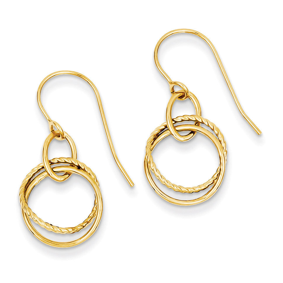 Small Twisted Circle Shepherd Hook Earrings 14k Gold PRE876