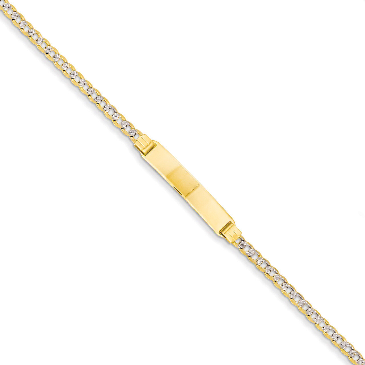 Pave Curb ID Bracelet 7 Inch 14k Gold PW080ID-7