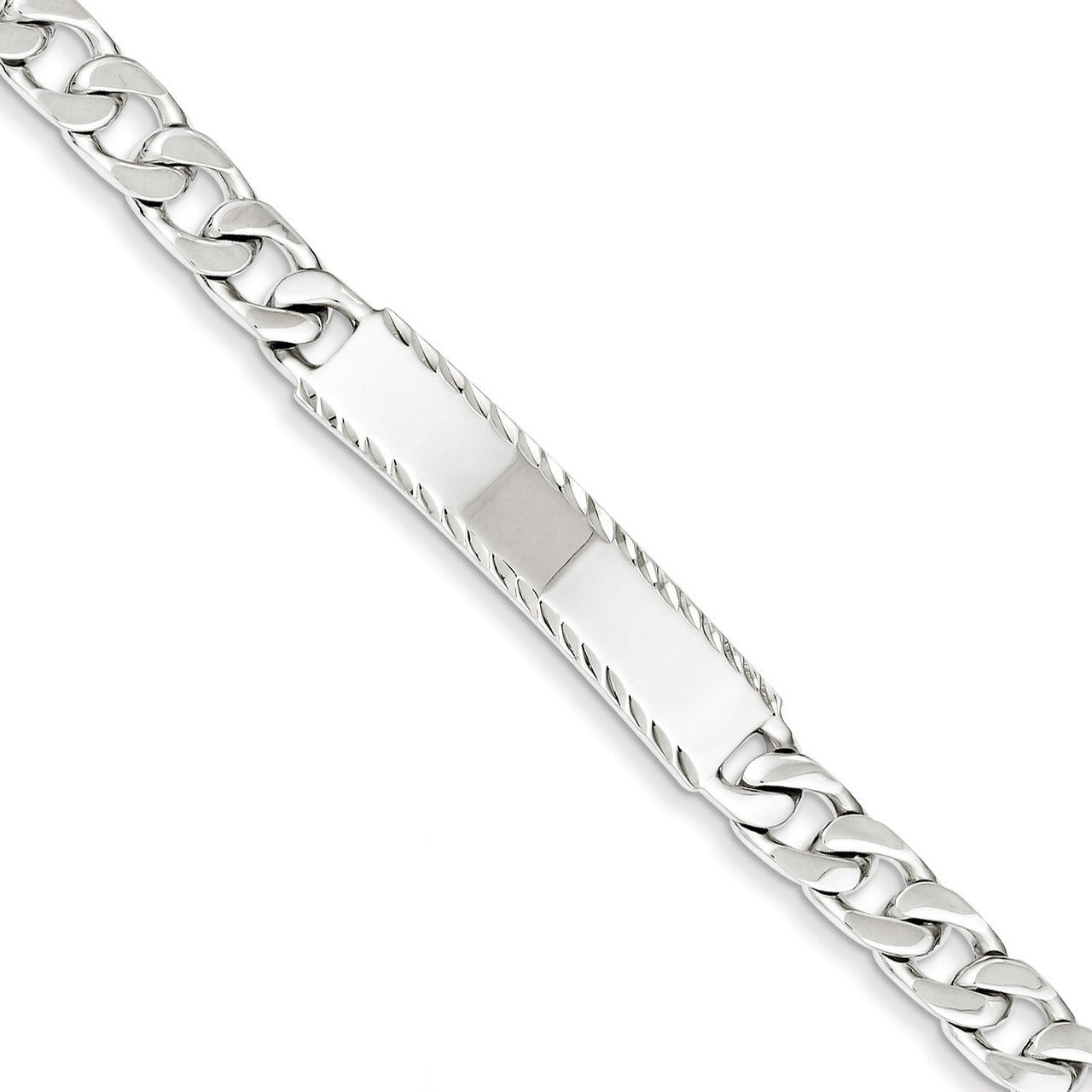 Diamond-cut Engravable Curb Link IN Bracelet 8 Inch Sterling Silver QID104-8