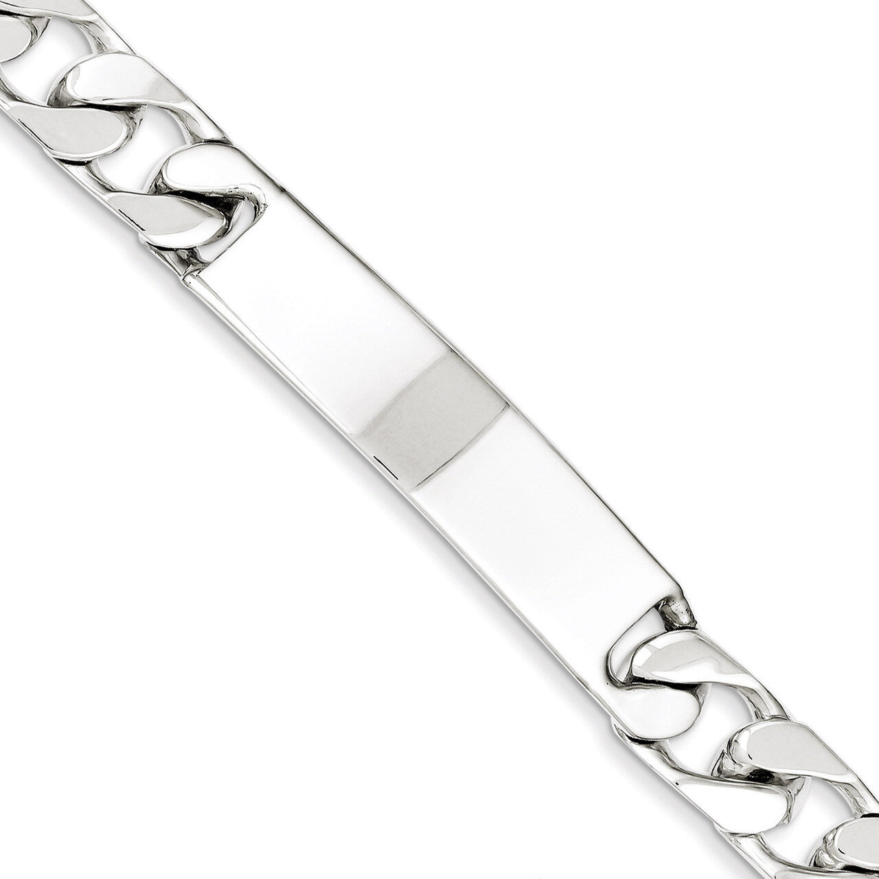 8.5inch Polished Engravable Curb Link ID Bracelet 8.5 Inch Sterling Silver QID137-8.5