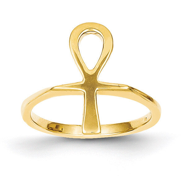 Ankh Egyptian Cross Ring 14k Gold Polished R1322