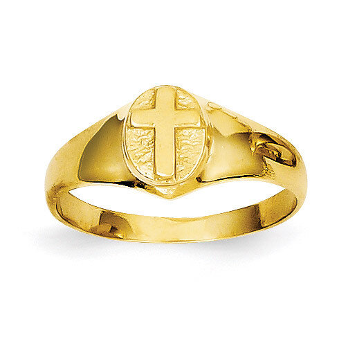 Childs Polished Cross Ring 14k Gold R186