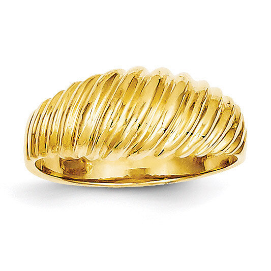 Scalloped Dome Ring 14k Gold Polished R313