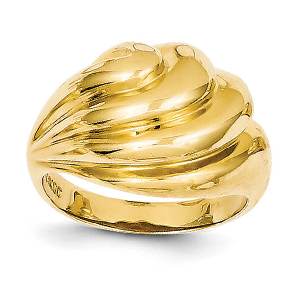 Swirl Dome Ring 14k Gold Polished R317