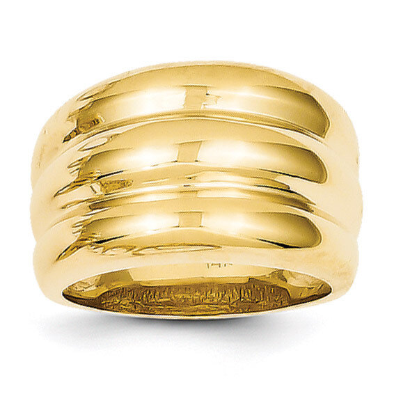Scalloped Dome Ring 14k Gold Polished R322