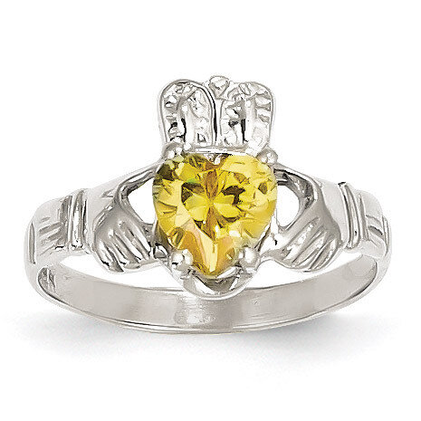 November Birthstone Claddagh Ring 14k White Gold R509, MPN: R509, 883957285276