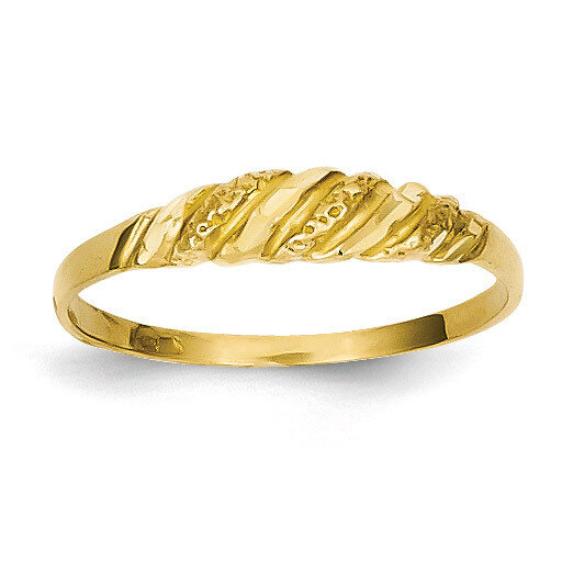 Textured Ridged Dome Ring 14k Gold Diamond-cut R544