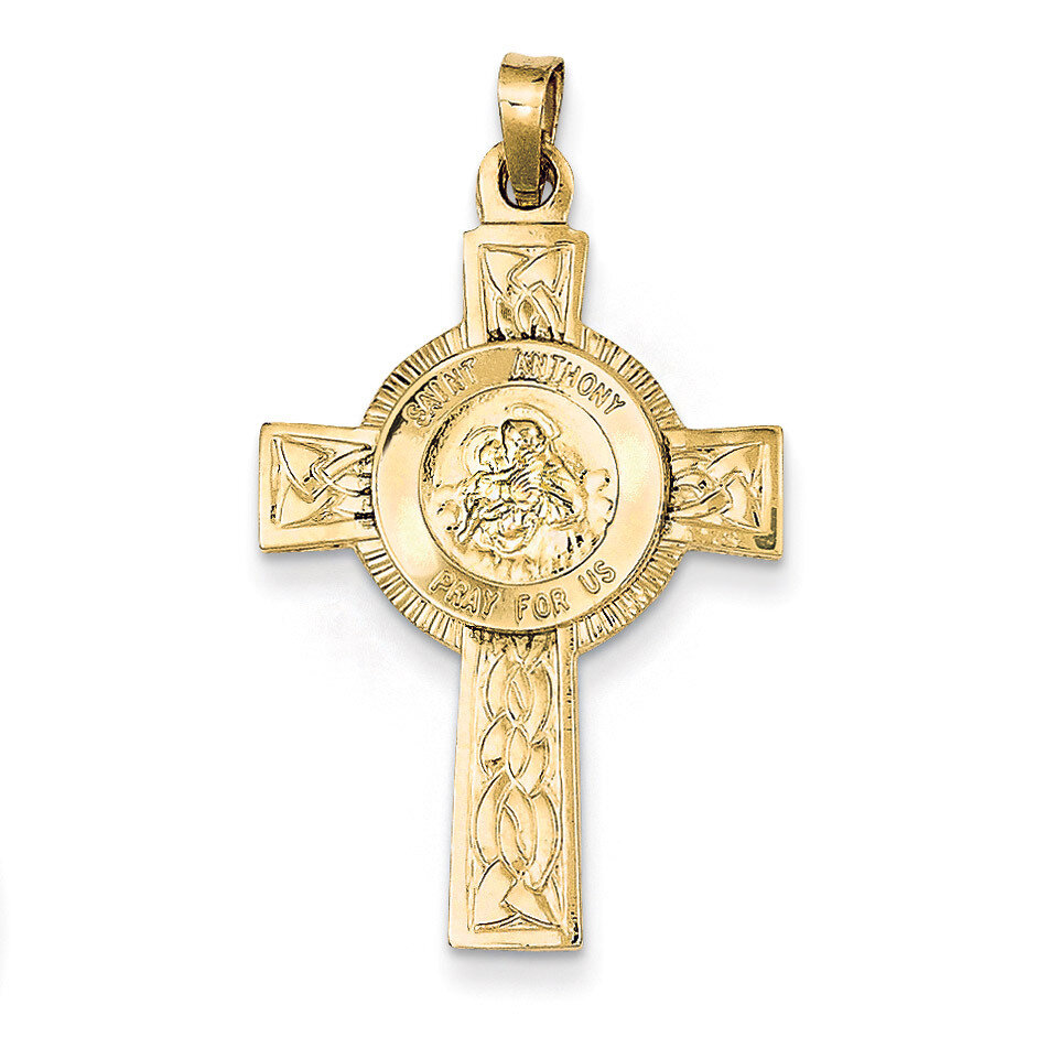 Cross with St Anthony Medal Pendant 14k Gold REL106