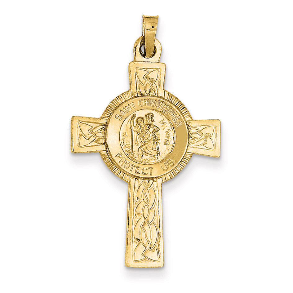 Cross with Saint Christopher Medal Pendant 14k Gold REL107