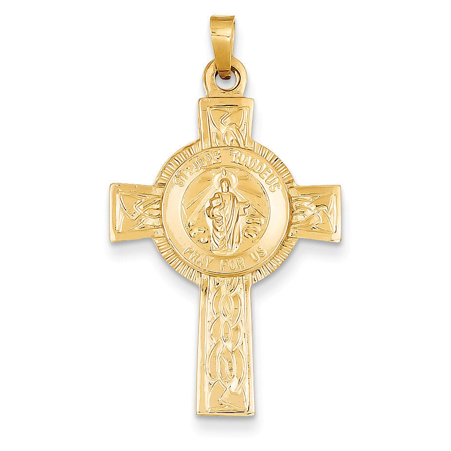 Cross with Saint Jude Medal Pendant 14k Gold REL110