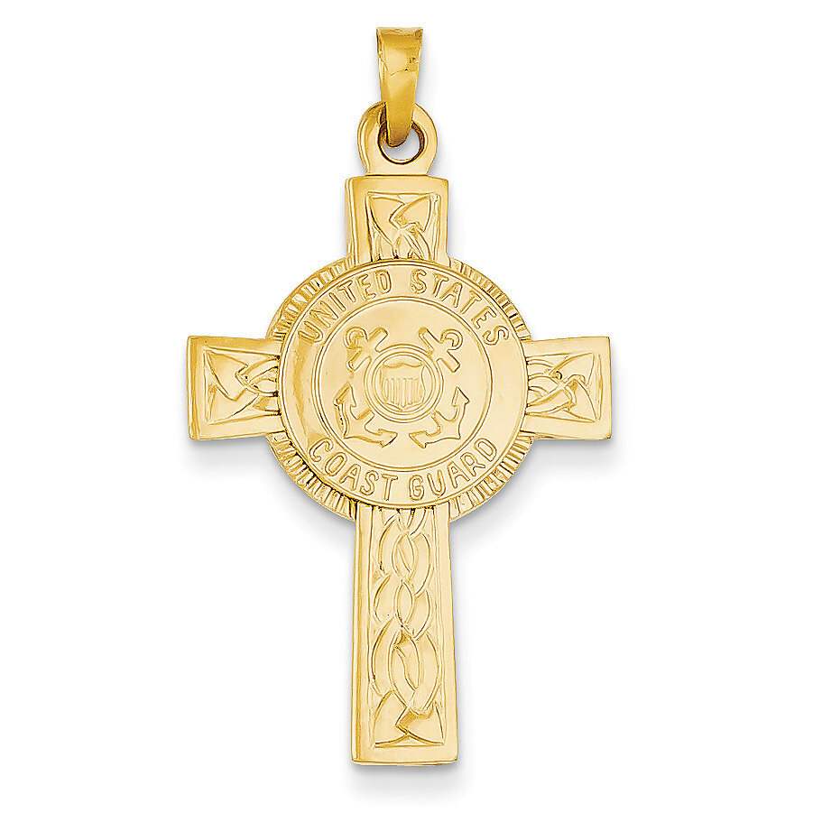 Cross with Coast Guard Insignia Pendant 14k Gold REL115