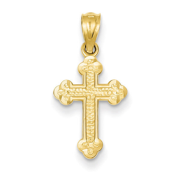 Small Budded Cross Charm 14k Gold REL121
