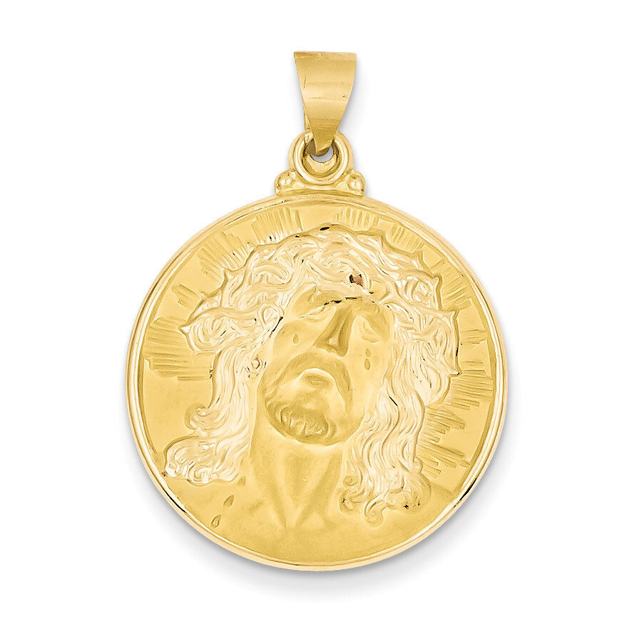 Head of Christ Medal Round Pendant 14k Gold REL128