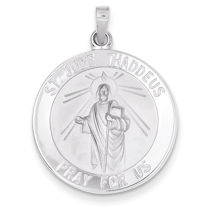 Saint Jude Medal Pendant 14k White Gold REL147