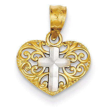 Cross in Heart Pendant 14k Gold REL158