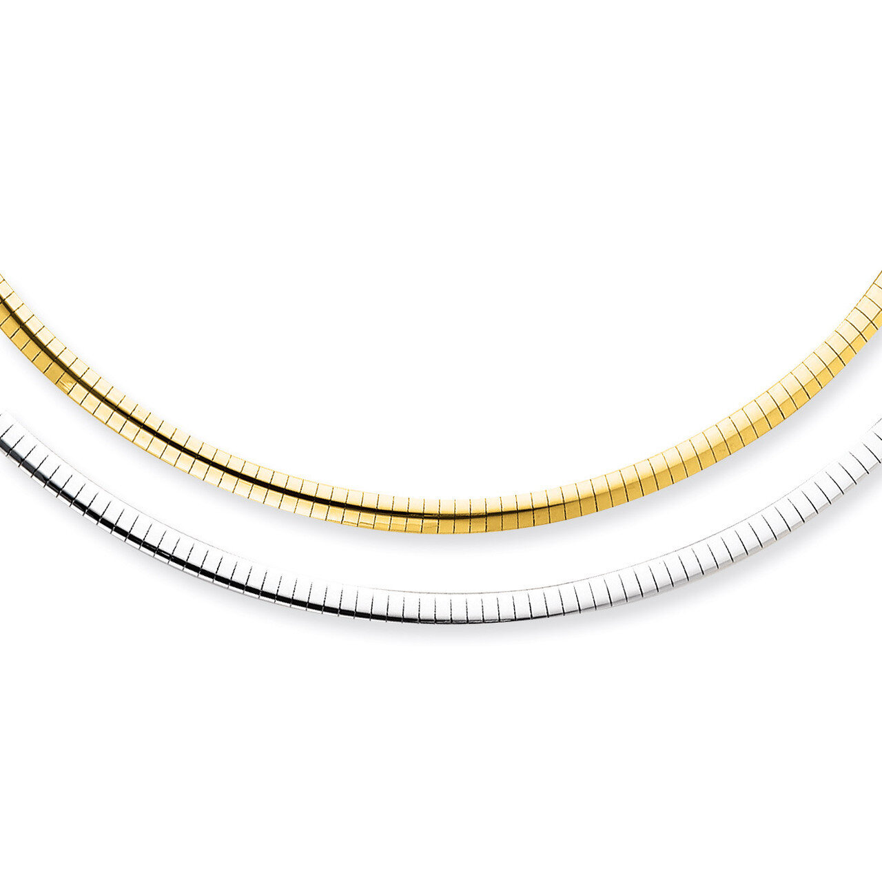 4mm Reversible White &amp; Yellow Domed Omega Necklace 18 Inch 14k Gold ROM4-18, MPN: ROM4-18, 88677456…