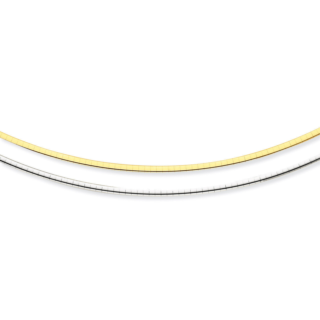 Reversible 2mm Omega Necklace 18 Inch 14k Two-Tone Gold ROML2-18