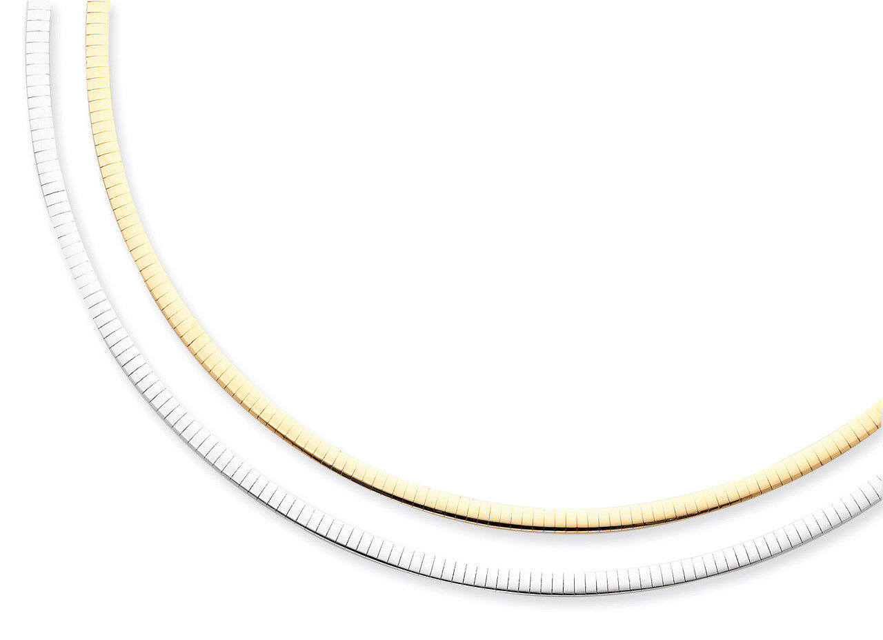 Lt Reversible 4mm Omega with extender Necklace 16 Inch 14k Two-Tone Gold ROML4-16