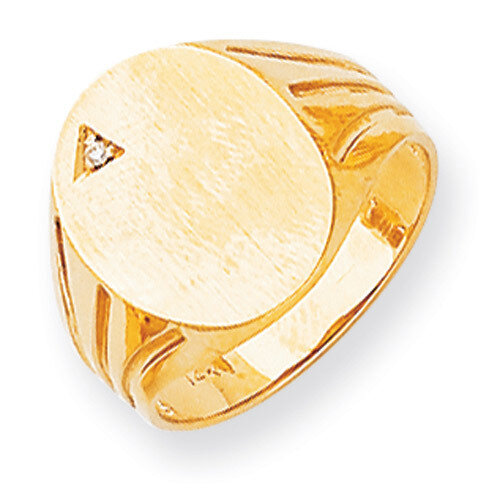 Grooved Band Hollow Back 17x13.4 Diamond Signet Ring 14k Gold RS177AA