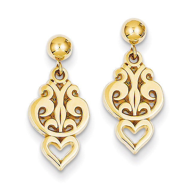 Fancy Dangle Post Earrings 14k Gold Polished S1103, MPN: S1103, 883957010793