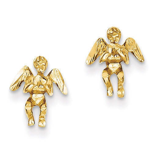 Diamond-Cut Angel Earrings 14k Gold Polished S1110