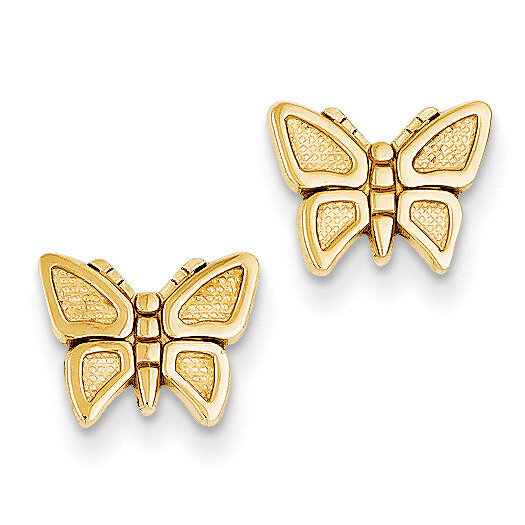 Butterfly Post Earrings 14k Gold Polished S1130, MPN: S1130, 886774761565