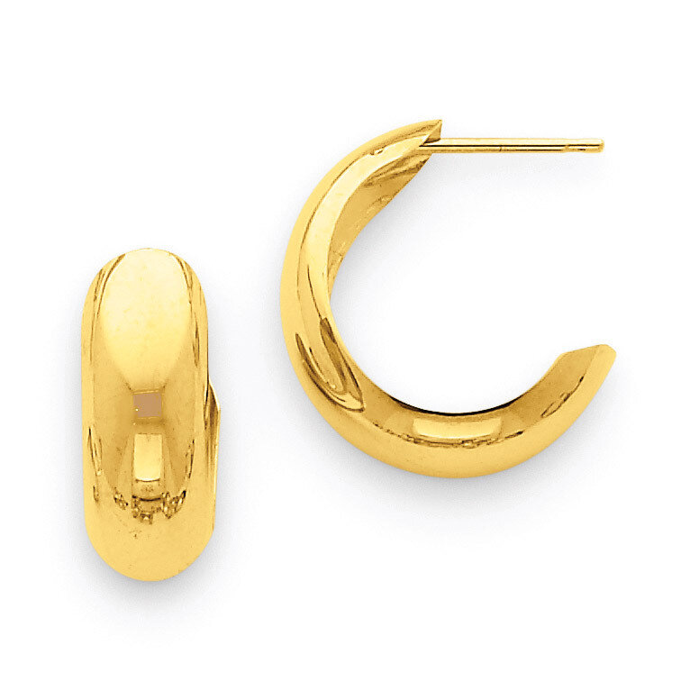 6.5mm J-Hoop Earrings 14k Gold Polished S1186, MPN: S1186, 883957285375