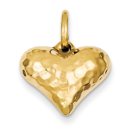 Faceted Puffed Heart Pendant 14k Gold S1449