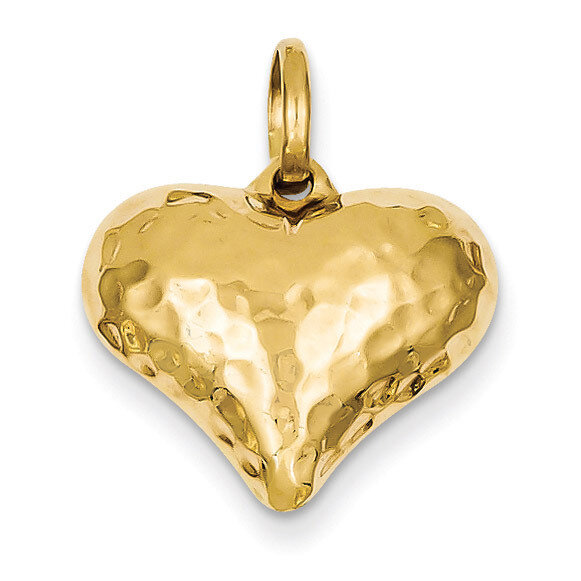 Faceted Puffed Heart Pendant 14k Gold S1450