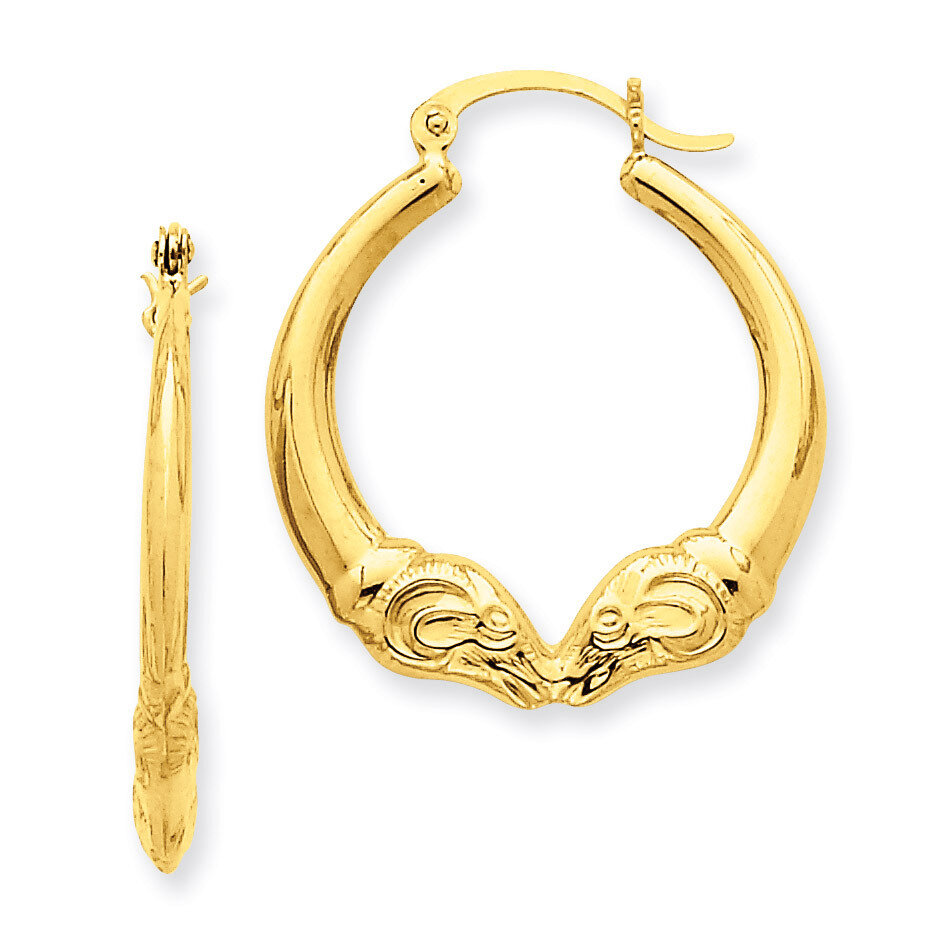 Ram Hoop Earrings 14k Gold Polished S1521