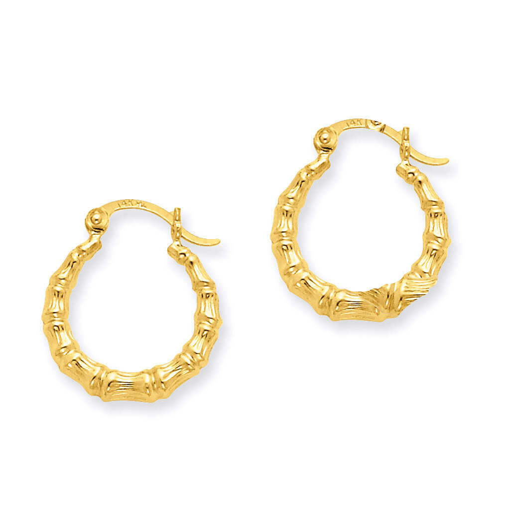 Bamboo Design Hollow Hoop Earrings 14k Gold Polished S824