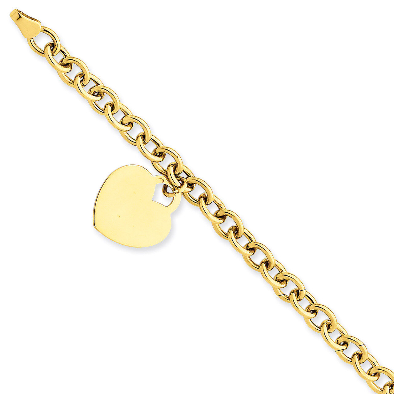 Heart Charm Hollow Bracelet 7.25 Inch 14k Gold SF1510-7.25